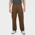 Men's Brown Relaxed Fit Cargo Jeans, Brown, small
