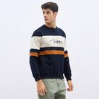 Men's Deep Midnight Navy Blue Crew Neck Casual Sweatshirt, Navy Blue, small image number null