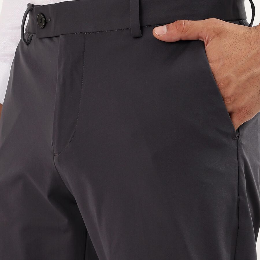 Men's Slim Fit Casual Trousers , गहरा ग्रे, large image number null
