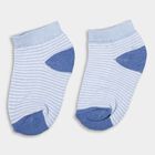 Boys Muted Blue and Light Blue Regular Fit Striped Ankle Socks Pack of 2, Light Blue, small