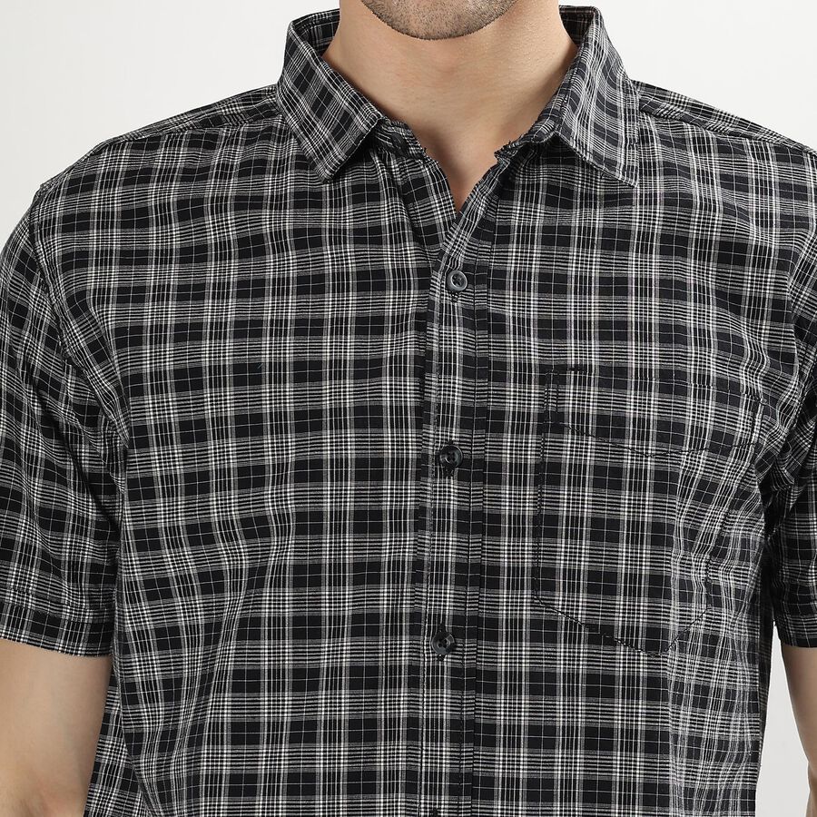 Men's Dusty Charcoal Black Cotton Classic Casual Shirt, Black, large image number null
