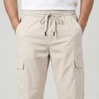 Men's Silver Slim Fit Cargo Trousers, सिल्वर, small