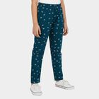 Girls' Teal Straight Fit Bow Printed Pyjama, Teal Blue, small