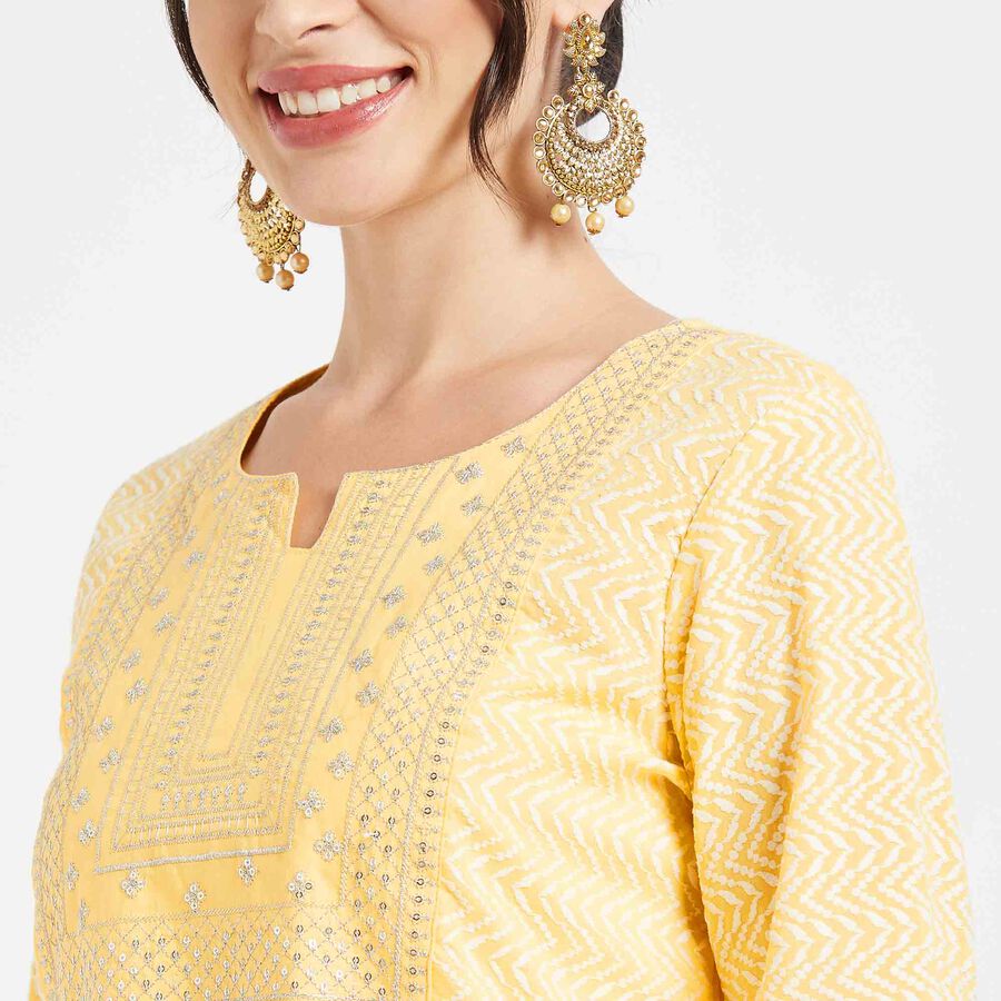 Embroidered Kurta, Yellow, large image number null