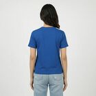 Women's Blue Round Neck Casual T-Shirt, Blue, small