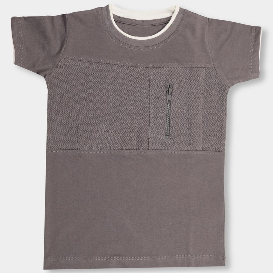 Boys' 100% Cotton Half Sleeves T-Shirt, Dark Grey, large image number null