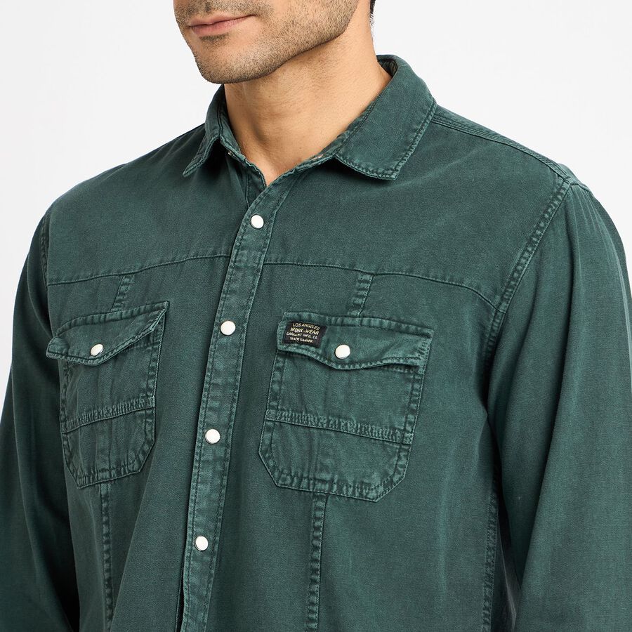 Men's 100% Cotton Casual Shirt , गहरा हरा, large image number null