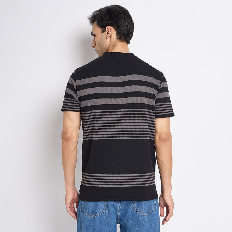 Men's Henley Half Sleeves T-Shirt, Black, large image number null