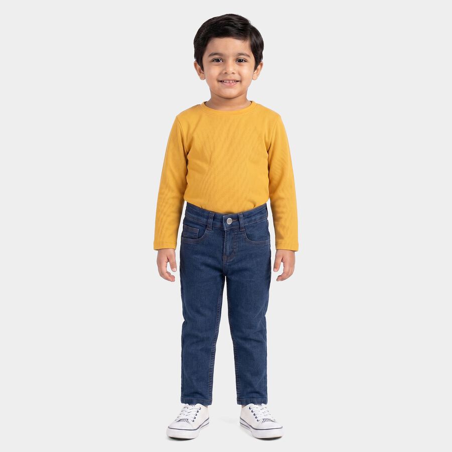 Boys Blue Straight Fit Classic 5 Pocket Jeans, मध्यम नीला, large