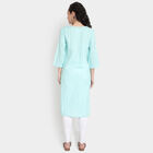 Cotton Embroidered 3/4Th Sleeves Kurta, Light Blue, small image number null