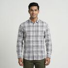 Men's Off-White Cotton Button-Down Casual Shirt, Off White, small