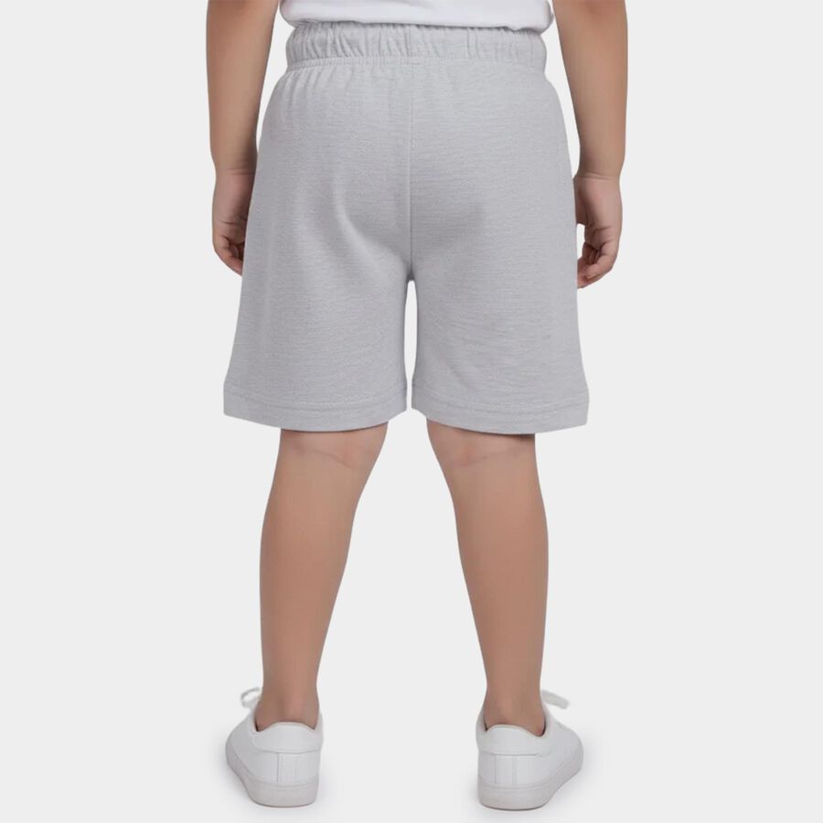 Boys Light Grey Regular Fit Casual Bermuda Shorts, Melange Light Grey, large