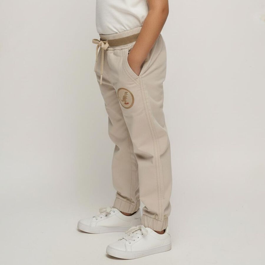 Boys Light Beige Regular Fit Jogger Trousers, गहरा पीला, large image number null