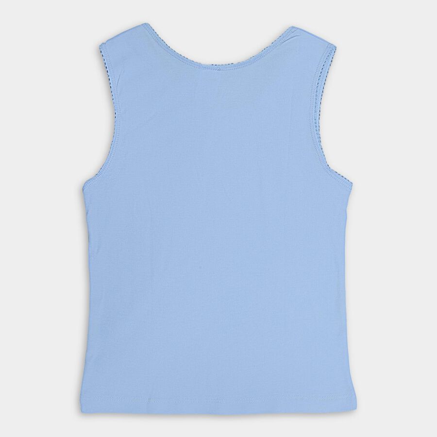 Girls' 100% Cotton Spaghetti Vest, Light Blue, large image number null