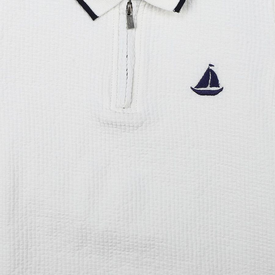 Boys White Polo Neck Polo Boys T-Shirt, Off White, large