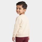 Boys' Beige Crew Neck Graphic Print Sweatshirt, गहरा पीला, small