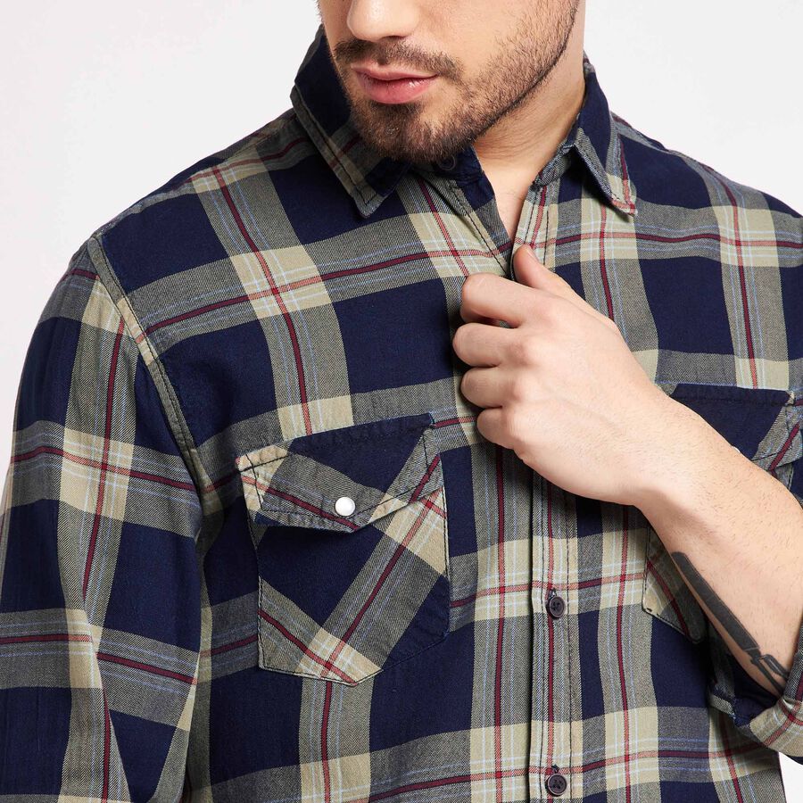 Cotton Checks Casual Shirt, Mustard, large image number null
