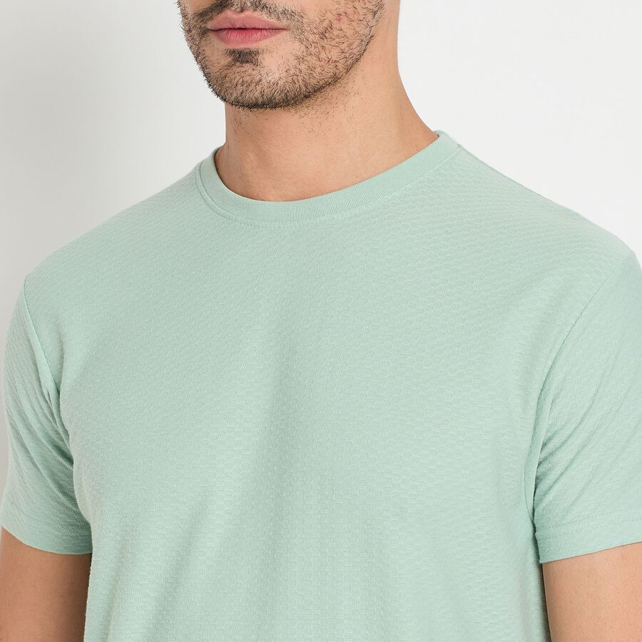 Men's Round Neck Half Sleeves T-Shirt, Aqua, large image number null