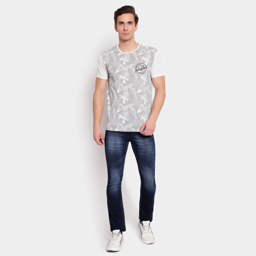 Solid Round Neck T-Shirt, Melange Light Grey, large image number null