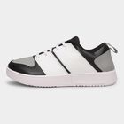 Men's Muted Charcoal Black and Light Grey Lace-Up Casual Shoes, Black, small