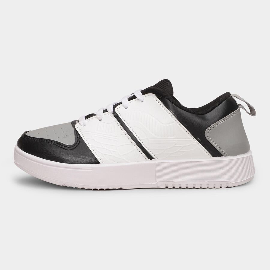 Men's Muted Charcoal Black and Light Grey Lace-Up Casual Shoes, Black, large