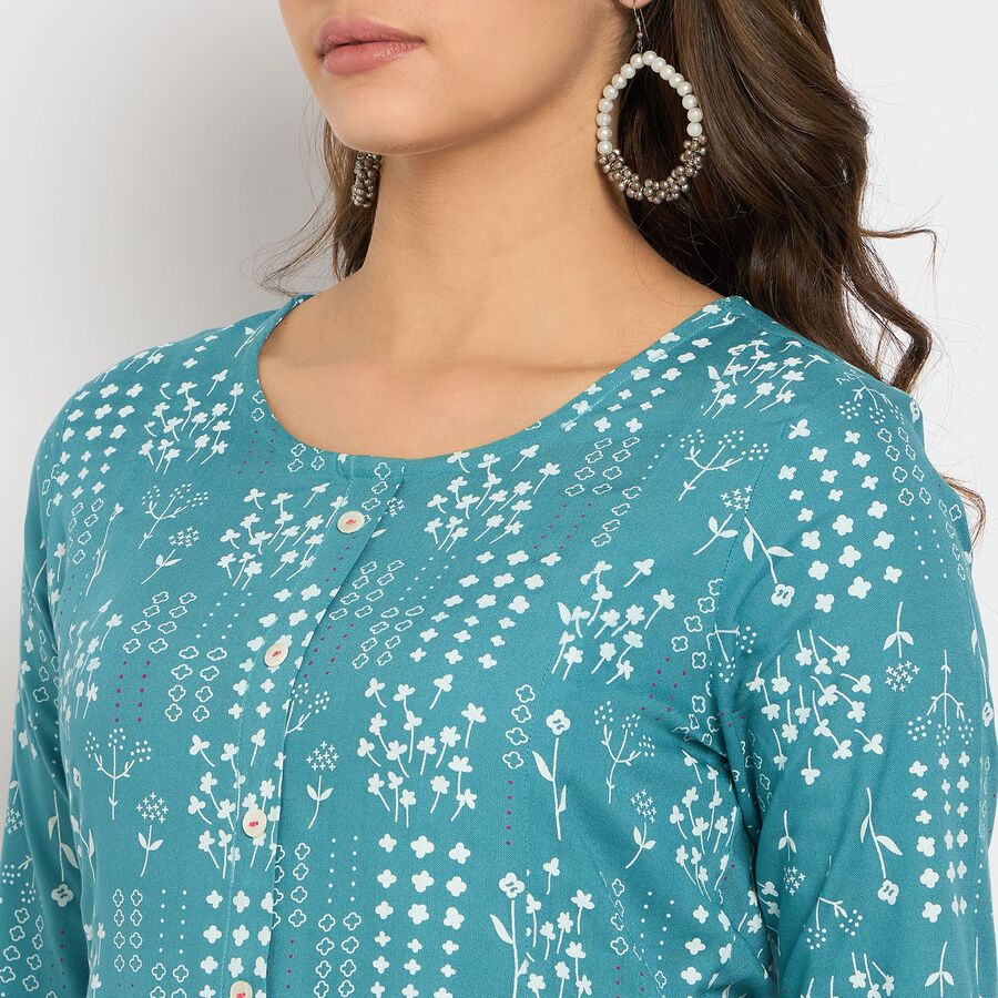 Ladies' Kurta, मध्यम नीला, large image number null