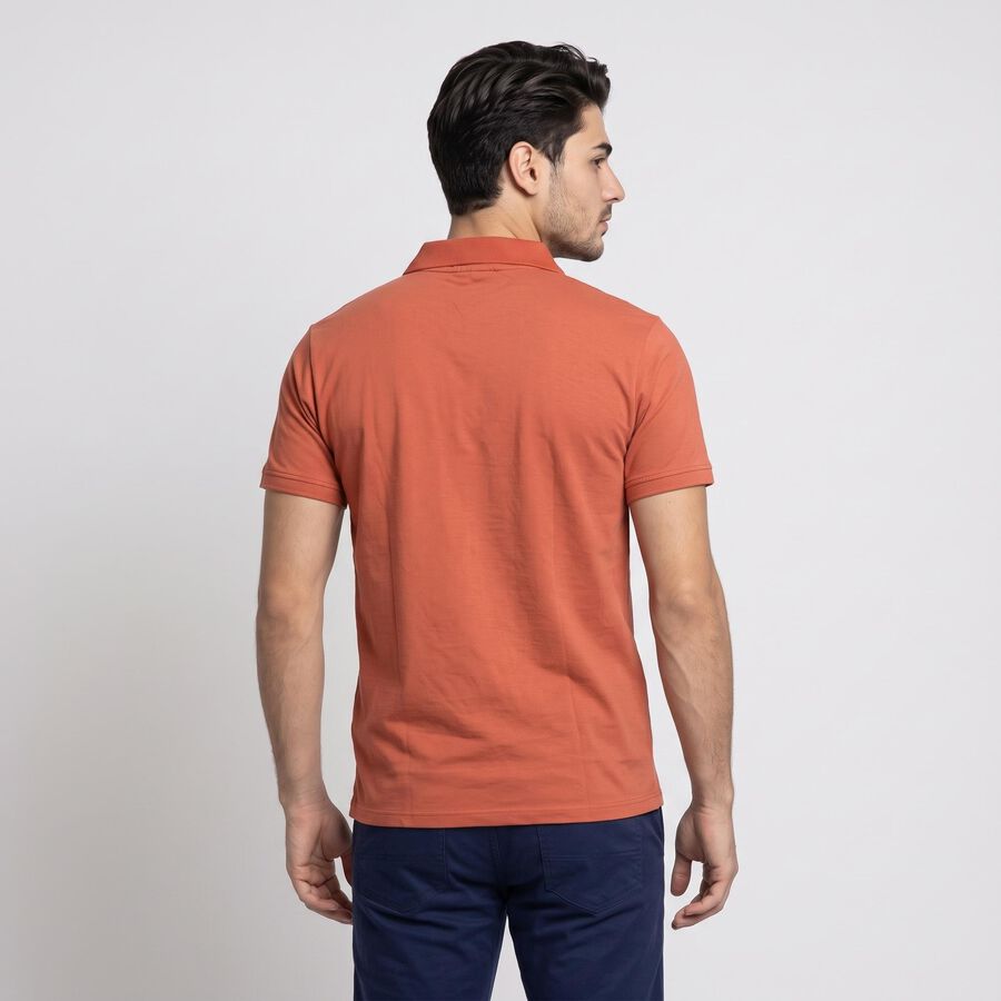 Men's Orange Polo Neck Solid Polo T-Shirt, रस्ट, large