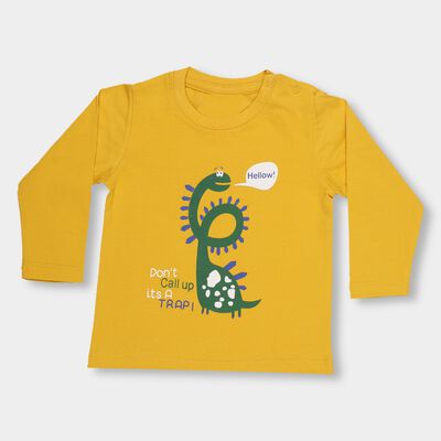 Infants' Mustard Yellow Round Neck Casual T-Shirt