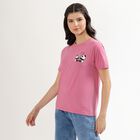 Women's Pink Round Neck Graphic Print T-Shirt, Pink, small image number null