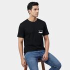 Men's Black Cotton Round Neck Minimalist T-Shirt, Black, small