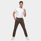 Men's Dark Grey Slim Fit Flat-Front Chino Trousers, गहरा ग्रे, small