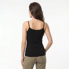 Women's Black Cotton Blend Scoop Neck Camisole Slip, काला, small