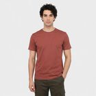 Men's Coral Cotton Round Neck Regular T-Shirt, Coral, small