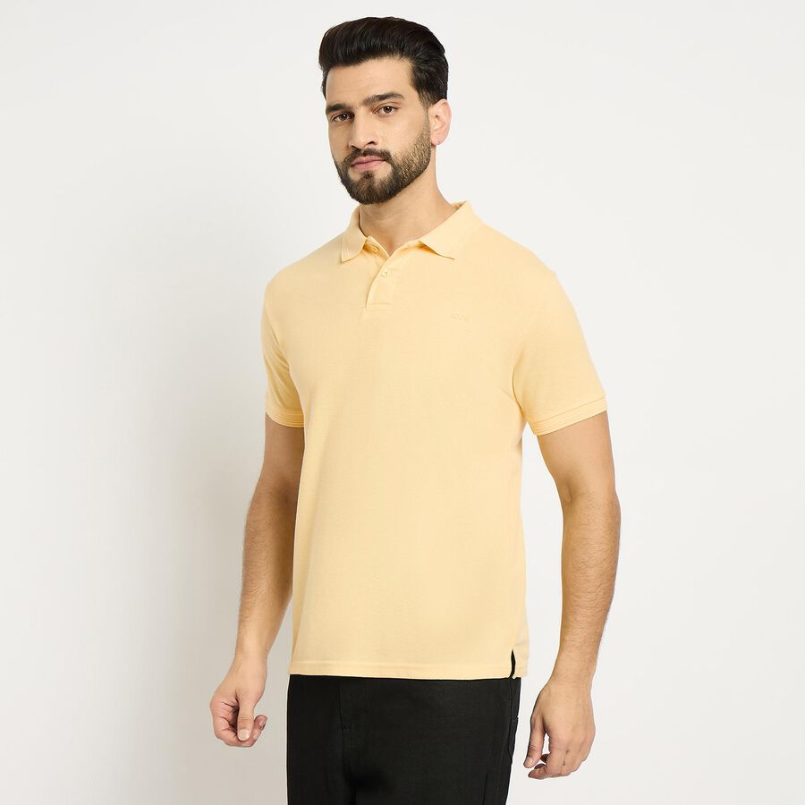 Men's Collared Half Sleeves T-Shirt , Yellow, large image number null