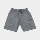 Boys' Light Grey Cotton Relaxed Fit Bermuda Shorts, Light Grey, small