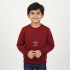 Boys Rich Maroon Crew Neck Casual Sweatshirt, Maroon, small image number null