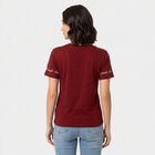 Women's Maroon Round Neck Regular T-Shirt, मरून, small