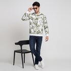 Men's Olive Green Crew Neck Printed Sweatshirt, Light Green, small