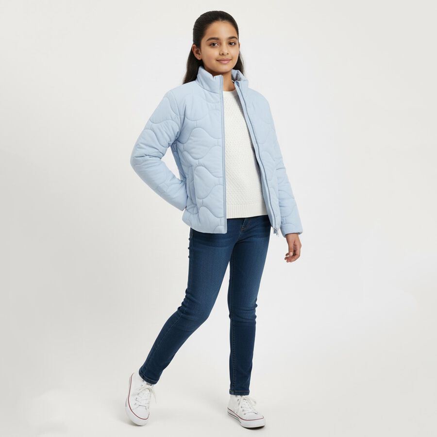 Girls' Jacket, हल्का नीला, large image number null