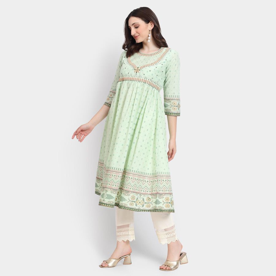 Ladies' 100% Cotton Kurta , एक्वा, large image number null