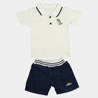 Infants' Cream Polo Neck Graphic Print Baba Suit, Off White, small
