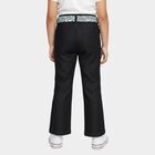 Girls' Jet Black Wide Leg Printed Belt Jeans, Black, small