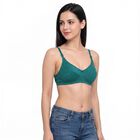 Women's Green 100% Cotton Regular Bralette Bra, गहरा हरा, small