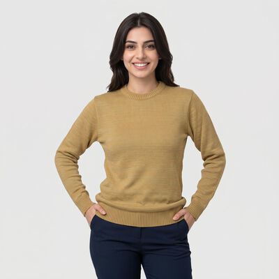 Women's Beige Round Neck Regular Top