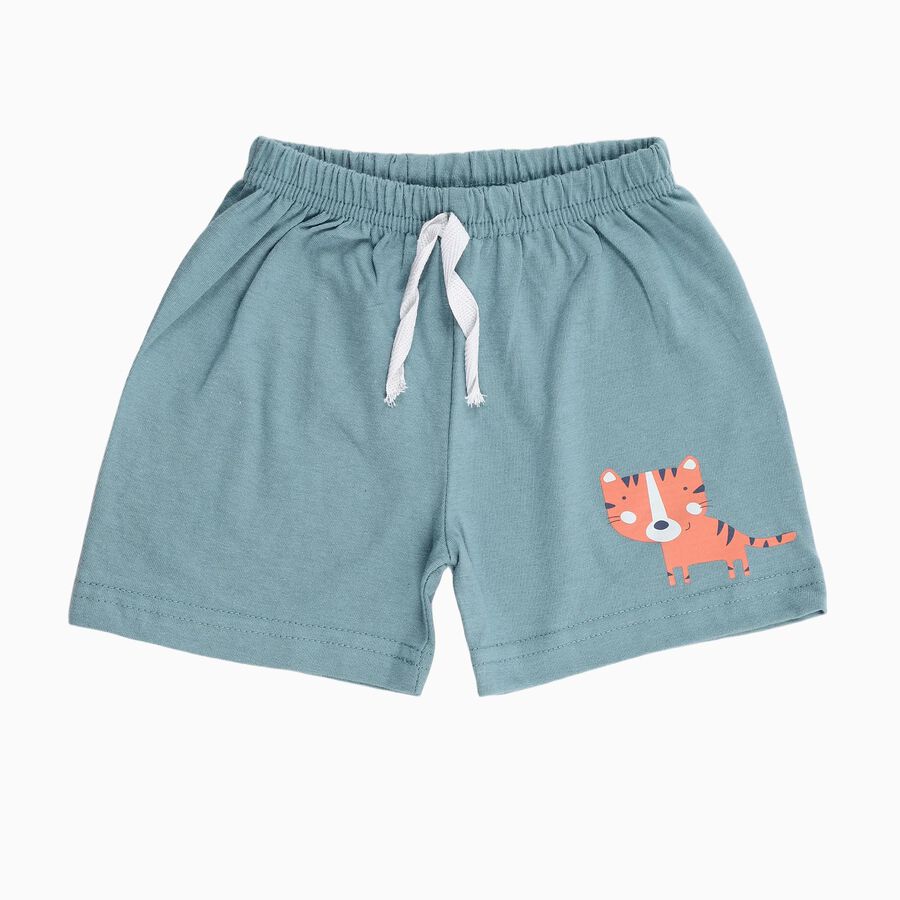 Infants' 100% Cotton Half Pant, Teal Blue, large image number null