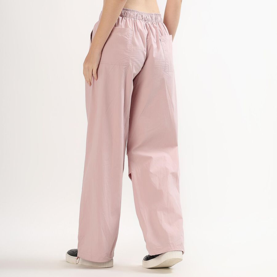 Women's Soft Pink Relaxed Fit Wide-Leg Cargo Pants, Lilac, large