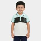 Boys White Cotton Polo Neck Casual T-Shirt, White, small