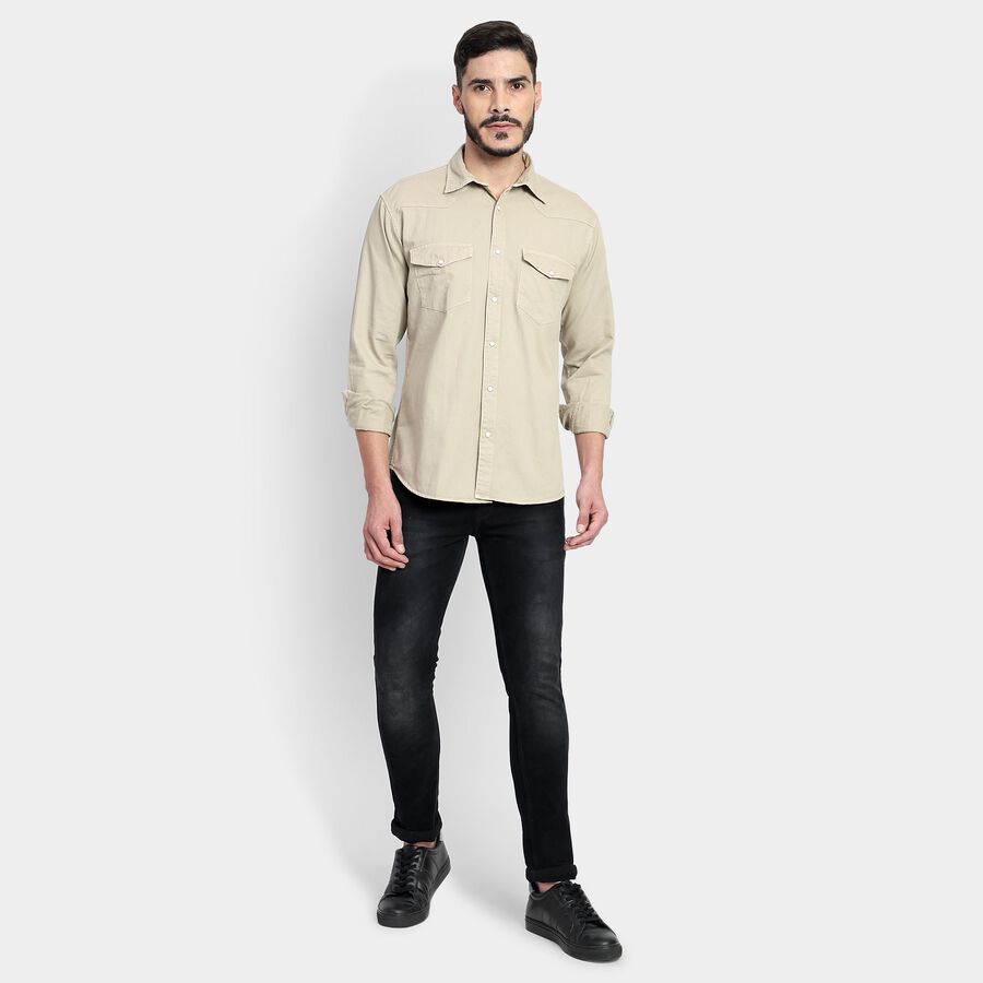 Men's 100% Cotton Casual Shirt, Beige, large image number null