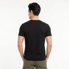 Men's Black Cotton Round Neck Regular T-Shirt, काला, small