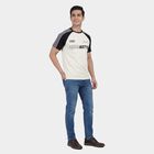 Men's Blue Round Neck Casual T-Shirt, Mid Blue, small